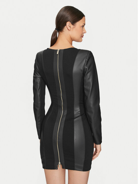 Guess Guess Šaty z imitácie kože 4YGK20 7159A Čierna Regular Fit