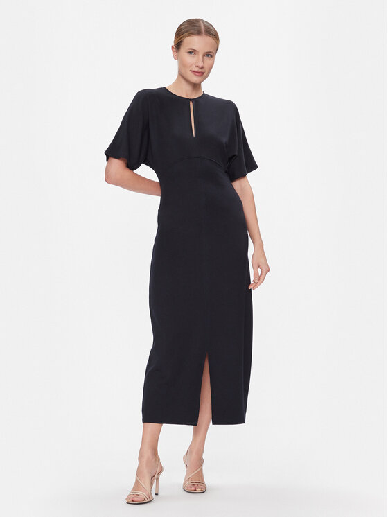 Tommy Hilfiger Tommy Hilfiger Kokteilinė suknelė Shiny Interlock C-Nk Ss WW0WW40732 Tamsiai mėlyna Regular Fit