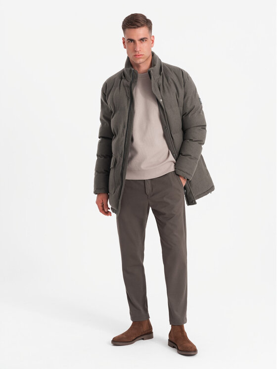 Ombre Ombre Parka OM-JALJ-0217 Khaki Regular Fit
