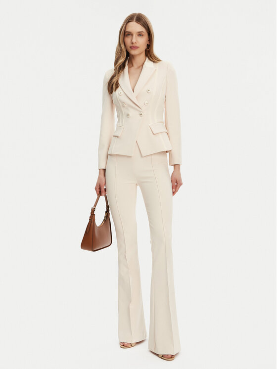 Elisabetta Franchi Elisabetta Franchi Marynarka GI-142-51E2-V700 Écru Regular Fit