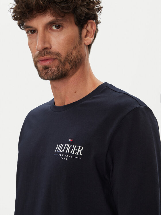 Tommy Hilfiger Tommy Hilfiger Longsleeve Stack MW0MW41293 Granatowy Regular Fit