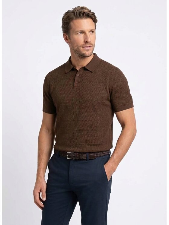Pako Lorente Pako Lorente Polo P26WF-TX-003 Brązowy Regular Fit