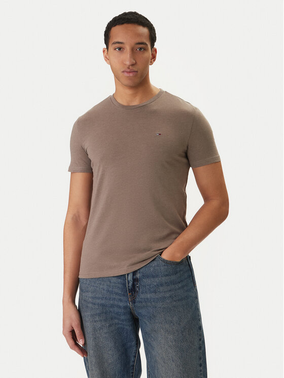 Tommy Jeans Tricou DM0DM20363 Bej Slim Fit