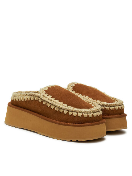 Mou Mou Hausschuhe Clog Eskimo Platform FW681004A Braun
