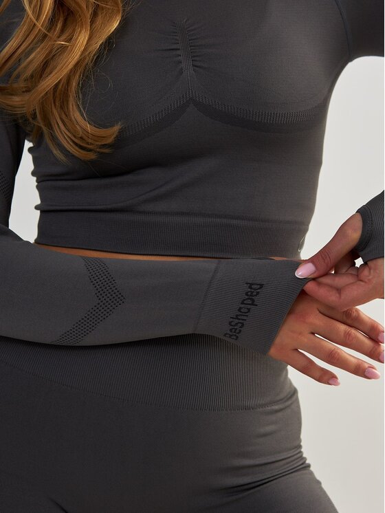 BeShaped BeShaped Longsleeve Sportowy Power Up! Szary Shaping Fit