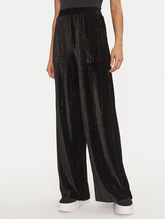 Fracomina Pantaloni palazzo FR24WV3014J461R9 Nero Wide Leg, taglia : S