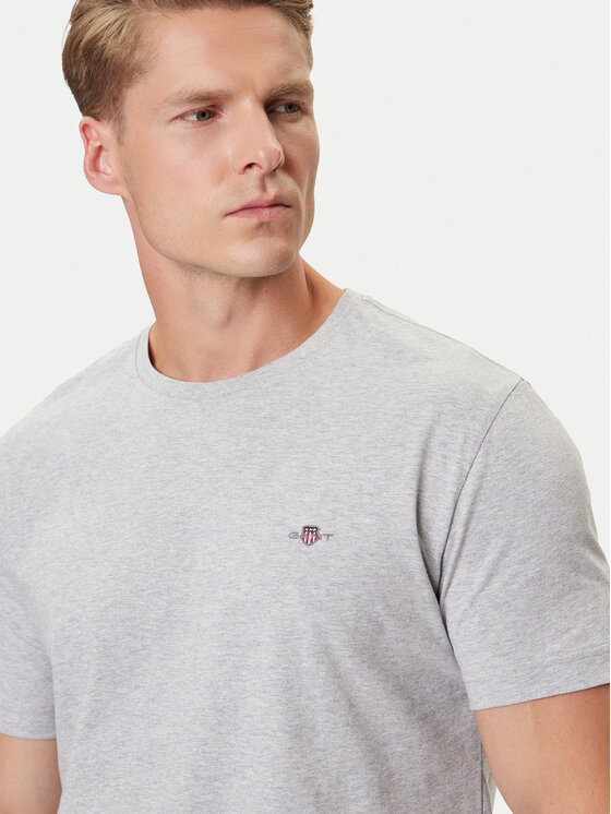 Gant Gant T-Shirt Shield 2003184 Szary Regular Fit