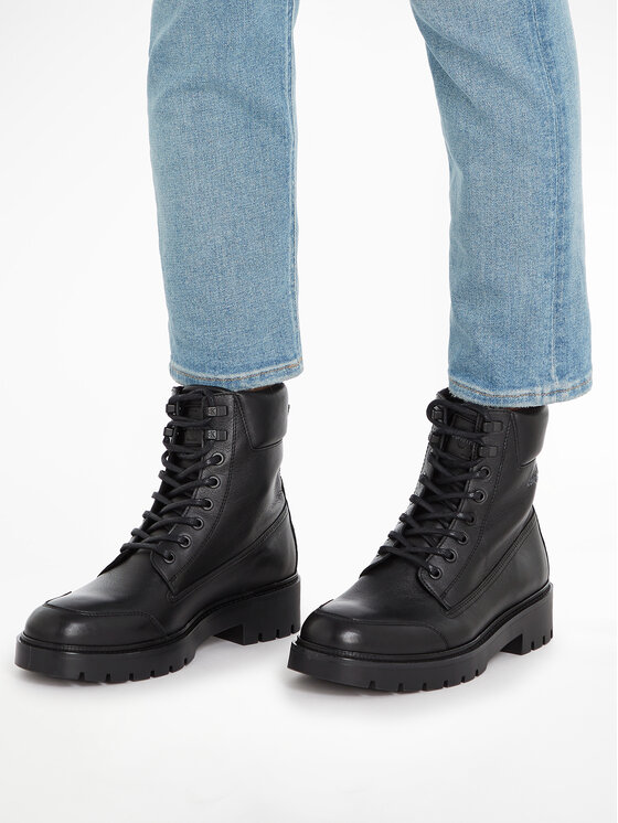 Calvin Klein Jeans Calvin Klein Jeans Trappers Combat Mid Laceup Wl Lth YM0YM00847 Negru