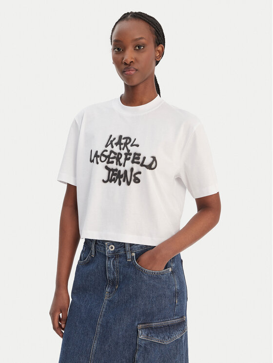 Karl Lagerfeld Jeans Tricou B1W17054 Alb Relaxed Fit