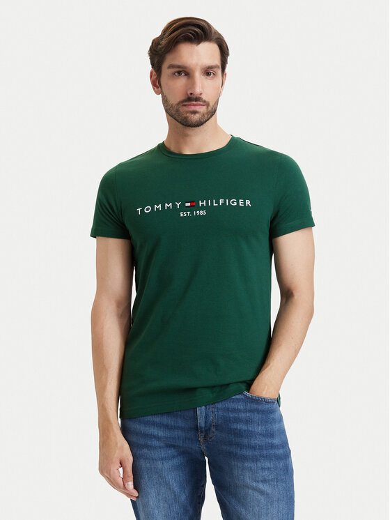 Tommy Hilfiger Majica Logo MW0MW11797 Temno zelena Regular Fit