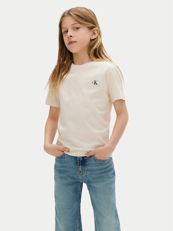 Calvin Klein Jeans Komplet t-shirtów Monologo IB0IB01093 M Beżowy Regular Fit