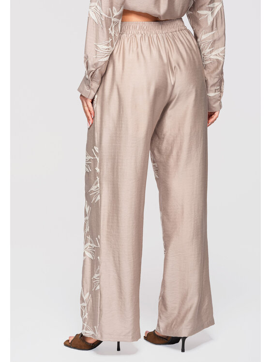 Ombre Ombre Spodnie materiałowe OW-PA-E0005 Beżowy Relaxed Fit