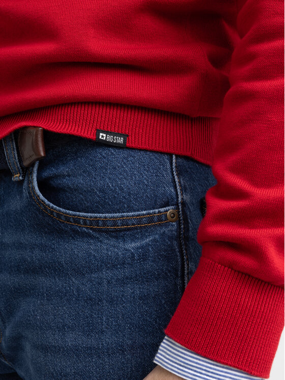 BIG STAR BIG STAR Sweter VASSIC Czerwony Basic Fit