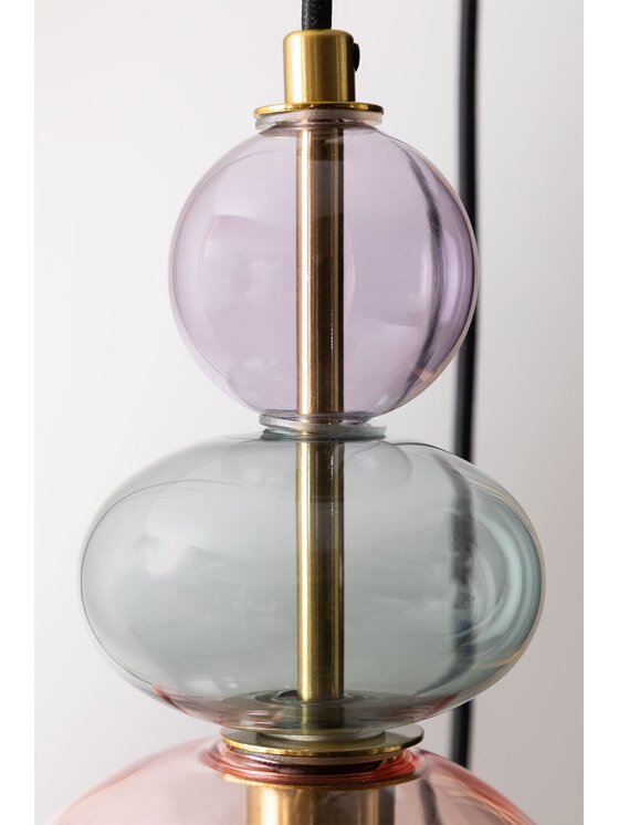 MIAhome MIAhome Lampa wisząca potrójna złota kolorowe szkło Zanya Kolorowy