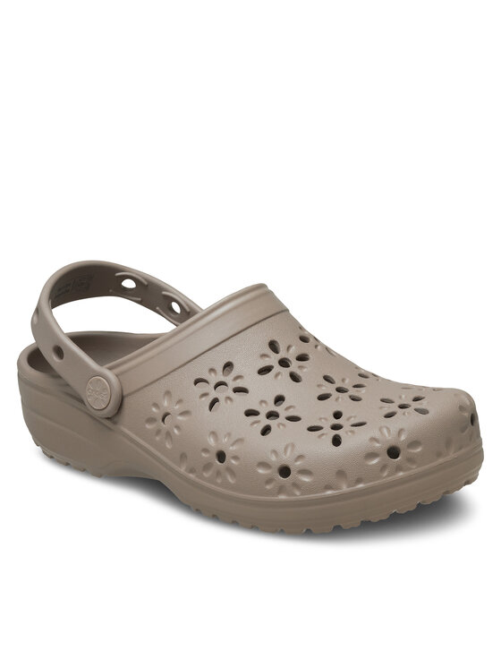 Crocs Crocs Natikači Classic Floral Cut Out Clog 210927 Rjava