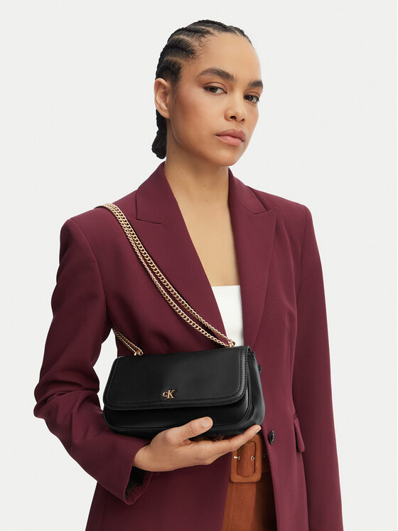 Calvin Klein Geantă Ck Convertible Chain Small Bag LV04F3172G Negru