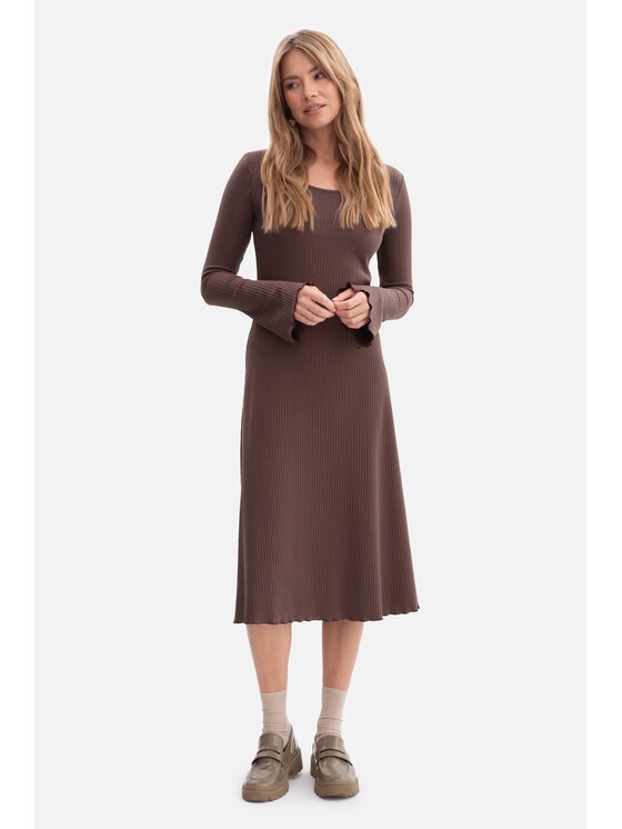 BeWear BeWear Sukienka dzianinowa b308 Brązowy Baggy Fit