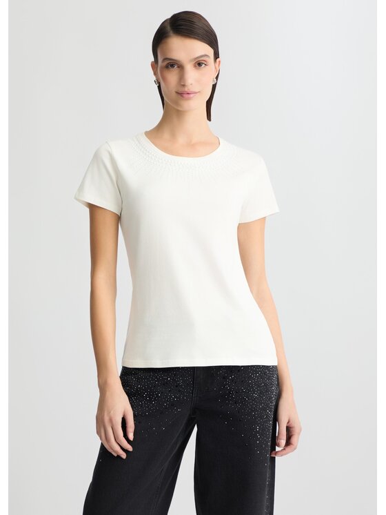 Liu Jo Liu Jo T-Shirt TA5214JS003M9127 Biały Regular Fit