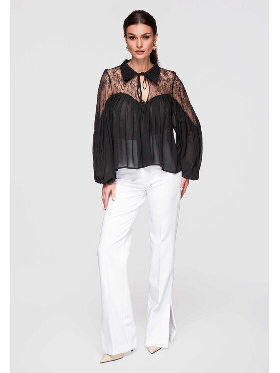 Ombre Ombre Bluzka OW-TS-E0026 Czarny Loose Fit