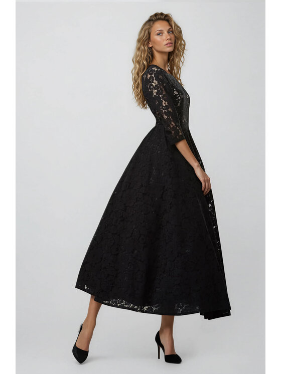 MATSOUR'I MATSOUR'I Sukienka elegancka Vicktoria Black Czarny A-Line Fit