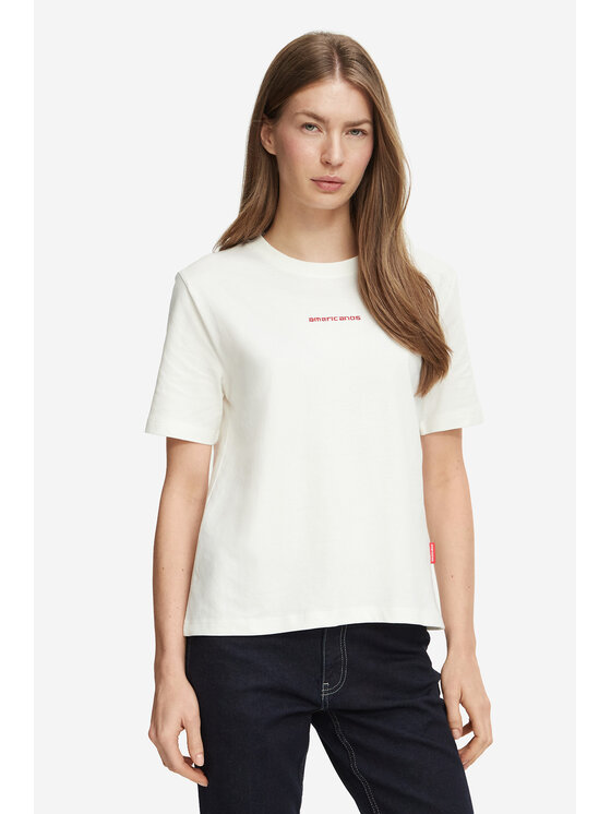 Americanos Americanos Marškinėliai W226-AMLTS-1057-01X Kreminė Regular Fit