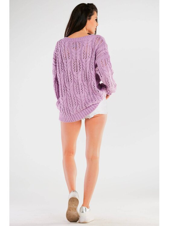 Awama Awama Sweter A444 Fioletowy Basic Fit