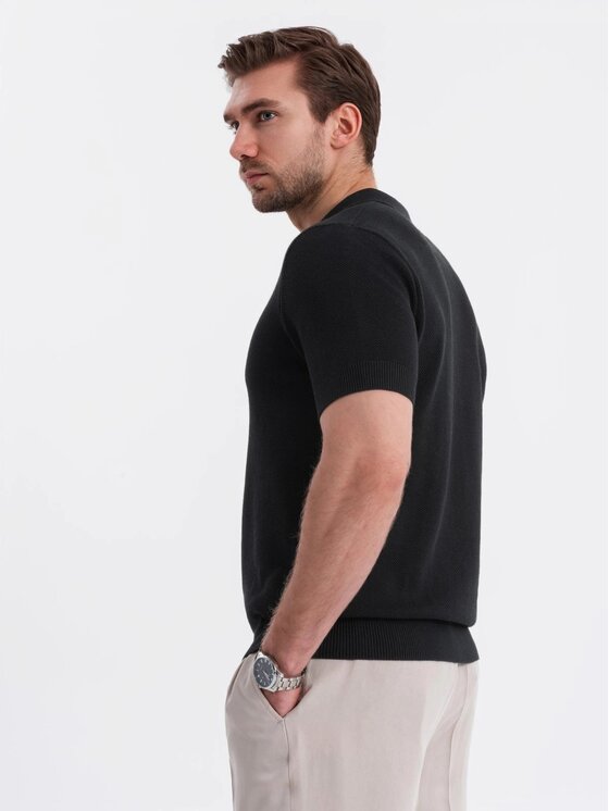Ombre Ombre Polo OM-POSS-0117 Czarny Regular Fit