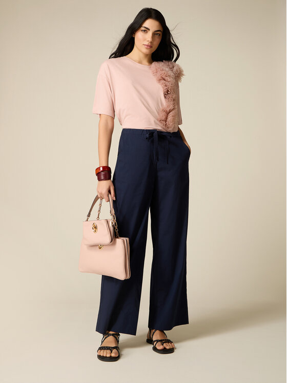 Oltre Oltre Pantaloni di tessuto P041J002527N034 Blu Baggy Fit