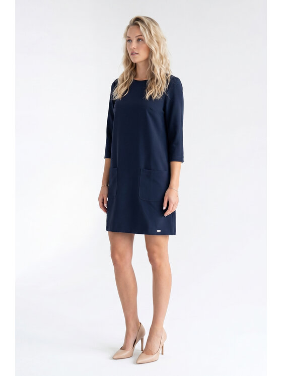 FIGL FIGL Koktejlové šaty M1350 Tmavomodrá Straight Fit
