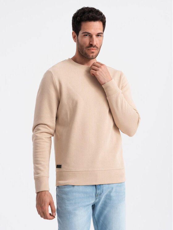 Ombre Ombre Mikina OM-SSBN-0159 Béžová Regular Fit