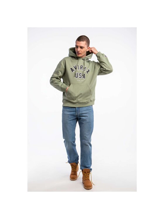 Avirex Avirex Bluza Columbus OH Hoody Olive V1A00004-514 Zielony Classic Fit