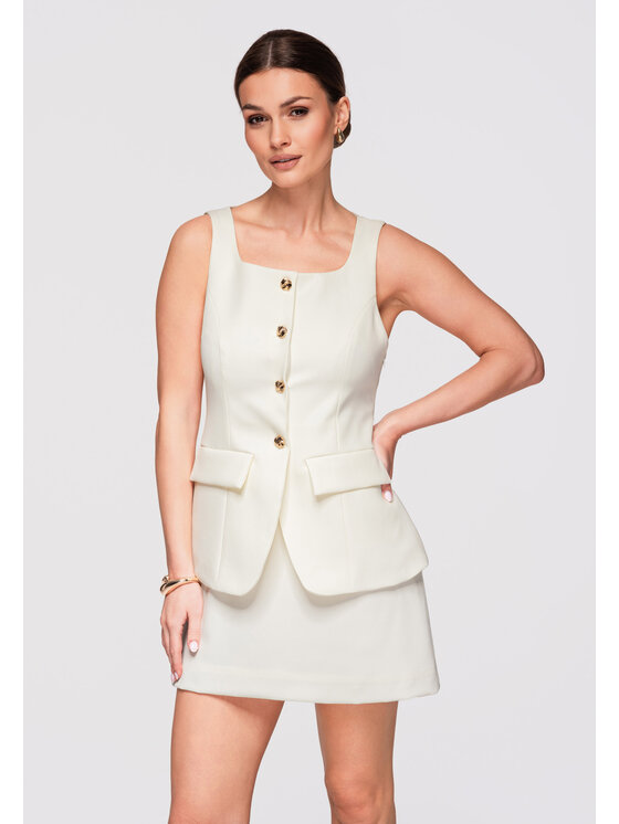 Ombre Ombre Sukienka wieczorowa LA-OM-DLR300 Kremowy Slim Fit