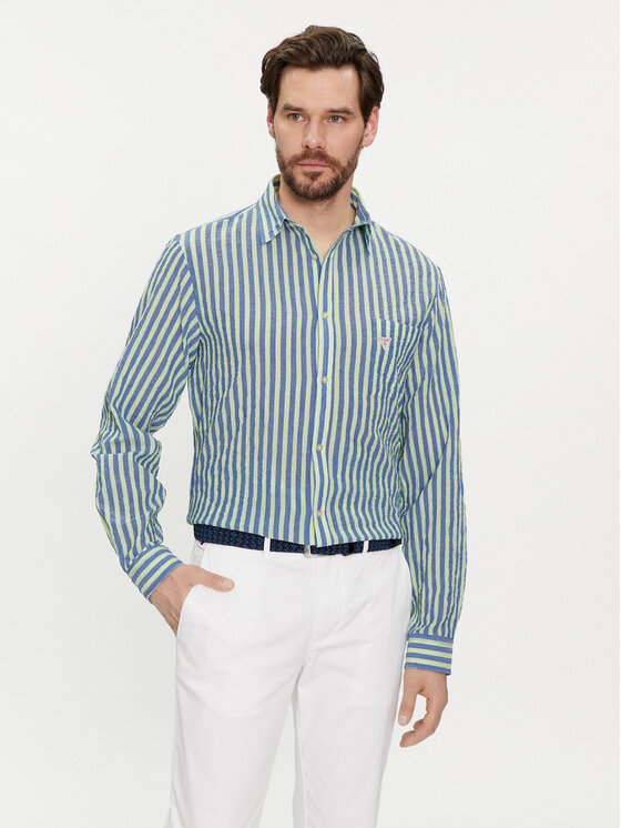 Guess Košeľa F4GH00 WG780 Modrá Regular Fit