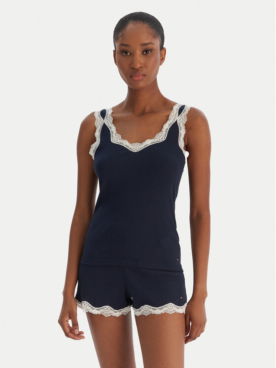 Tommy Hilfiger Tommy Hilfiger Pižama UW0UW06215 Tamsiai mėlyna Regular Fit