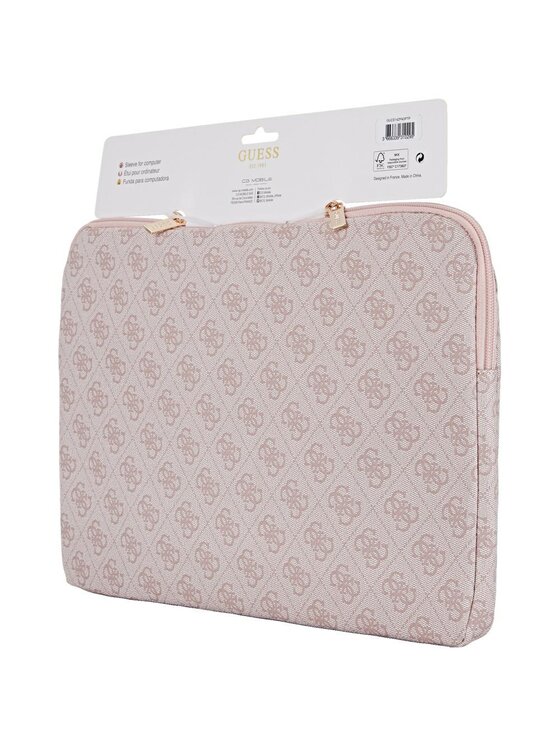 Guess Guess Torba na laptopa Sleeve 14" 4G Zipper Pocket Triangle Logo Różowy