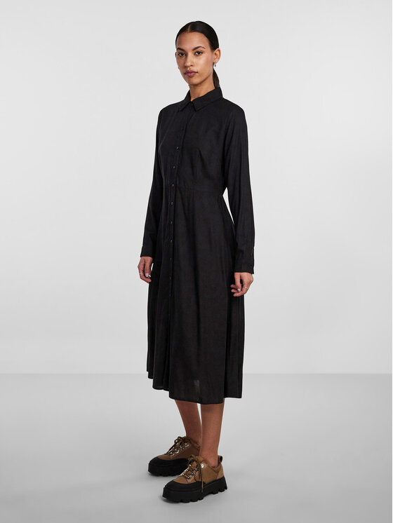 Pieces Pieces Φόρεμα πουκάμισο 17140732 Μαύρο Regular Fit