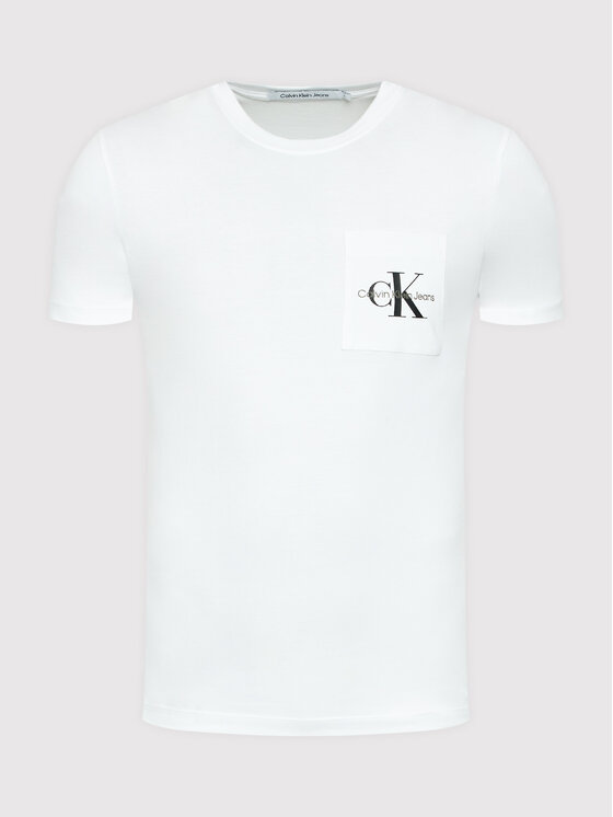 Calvin Klein Jeans Calvin Klein Jeans Majica J30J320936 Bela Slim Fit