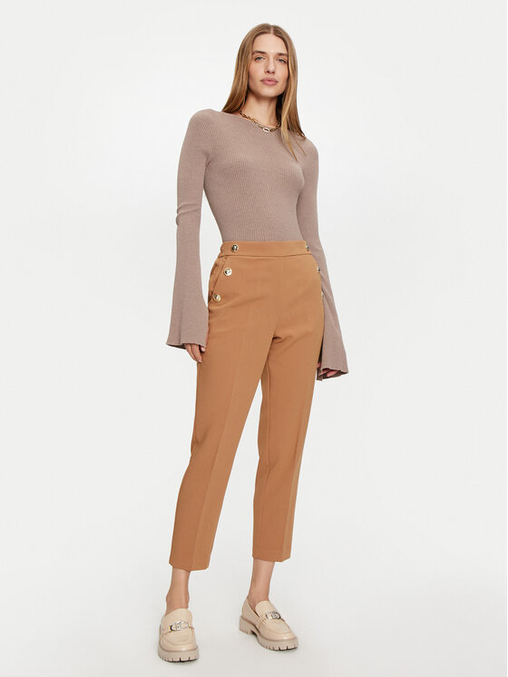 LOLA CASADEMUNT LOLA CASADEMUNT Kalhoty z materiálu MF2414007 Hnědá Straight Fit