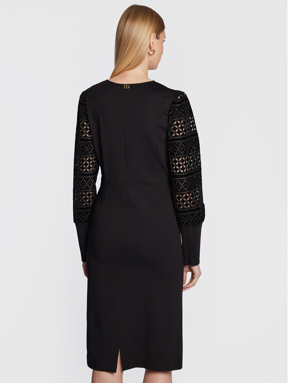TWINSET TWINSET Koktejlové šaty 222TT2180 Černá Slim Fit