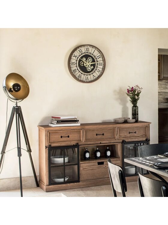 MIAhome MIAhome Zegar ścienny, metalowy koła zębate 57 cm Beżowy