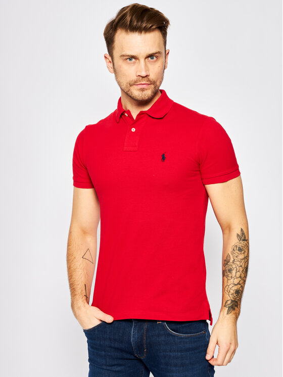 Polo Ralph Lauren Polo Ralph Lauren Polo marškinėliai Core Replen 710548797 Raudona Slim Fit