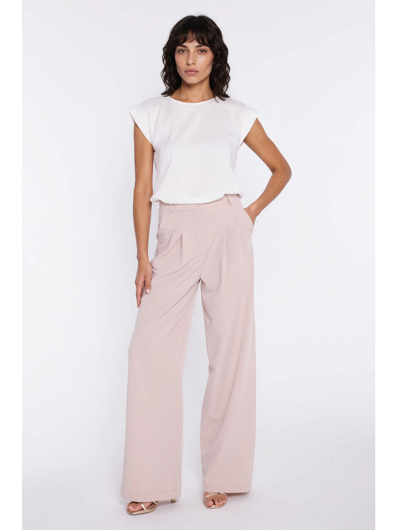NIFE NIFE Kalhoty z materiálu SD138 Béžová Modern Relaxed Fit