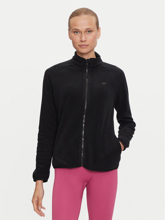 4F Fleecová mikina 4FWMM00TFLEF294 Čierna Regular Fit