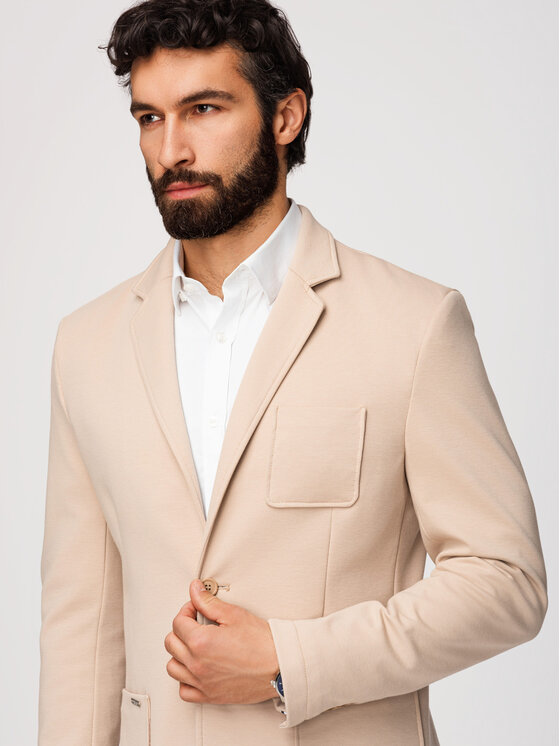 Ombre Ombre Marynarka M165 Beżowy Slim Fit
