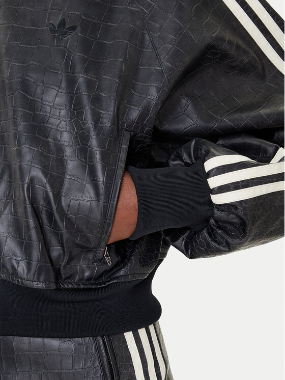 adidas adidas Dirbtinės odos striukė Pleather KE5035 Juoda Oversize
