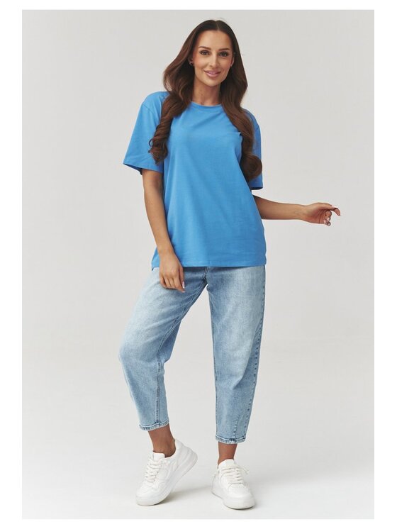 Makadamia Makadamia Bluzka C41 Niebieski Loose Fit