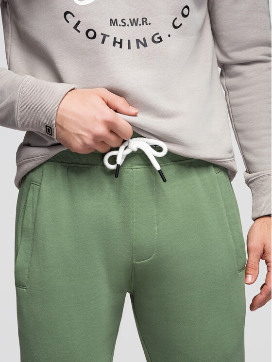 Ombre Ombre Spodnie dresowe OM-PABS-0304 Zielony Slim Fit