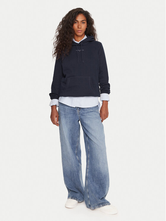 Tommy Jeans Tommy Jeans Majica dugih rukava Linear DW0DW21963 Tamnoplava Regular Fit