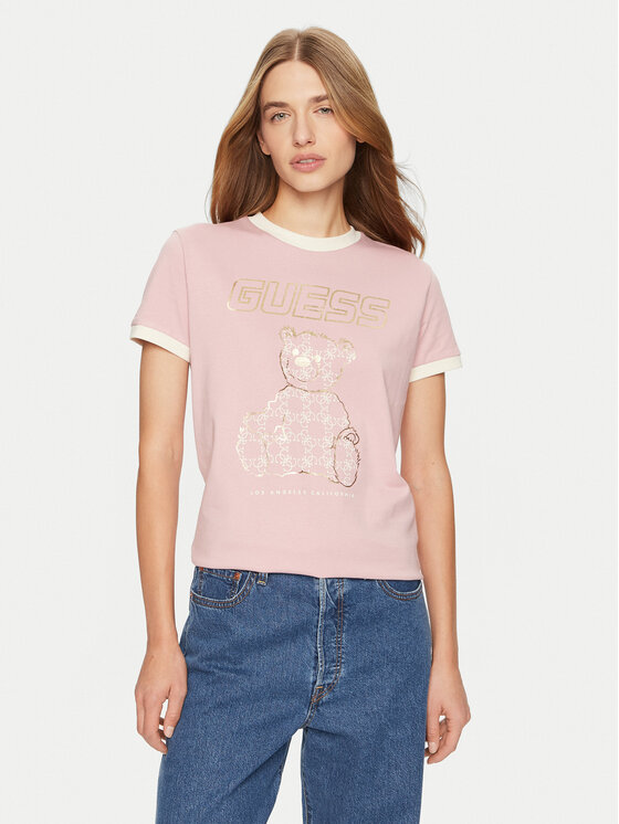 Guess T-krekls V4BI02 K8FQ4 Rozā Regular Fit