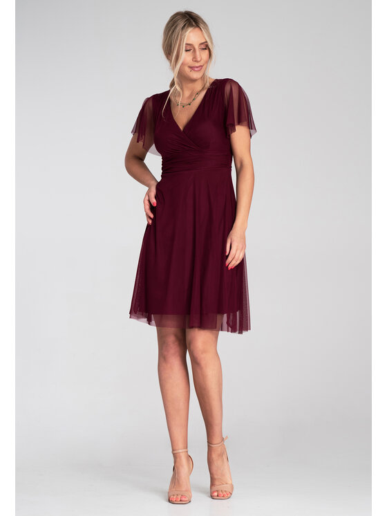 FIGL FIGL Sukienka koktajlowa M1206 Bordowy Flared Fit